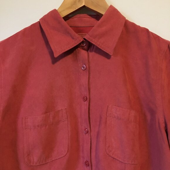 Vintage Northern Reflections Coral Pink Faux Suede Button Down Dress Shirt - Picture 4 of 14
